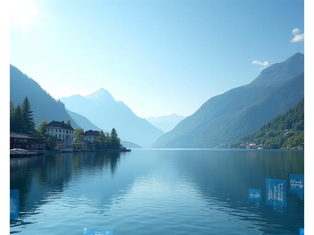 Scenic view of Zug, Switzerland, with traditional Swiss architecture and modern technology overlays.