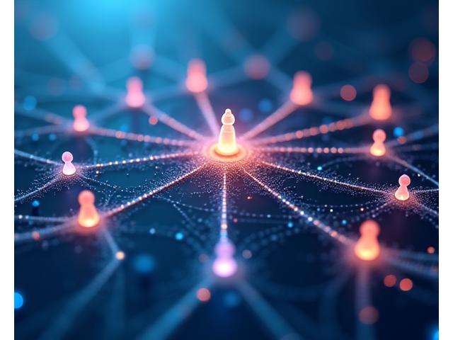 Eine abstrakte Darstellung von Datenflüssen und neuronalen Netzen, die sich zu einem personalisierten Lernpfad für verschiedene Benutzerzweige zusammenfügen, was die KI-Personalisierung visuell untermauert.