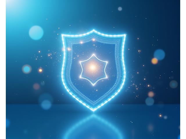 Ein digitales Abzeichen auf einem Bildschirm, umgeben von sich überlappenden Zahnrädern und Wissenssymbolen, die einen Fortschrittspfad darstellen.