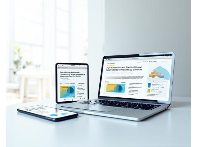 Various mobile devices (smartphone, tablet) displaying responsive e-learning content, emphasizing accessibility across all devices.